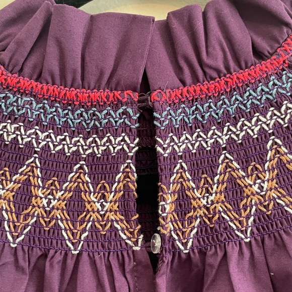 Pomander Place Tuckernuck Plum Smocked Wrenley Mini Dress - Sz Small high neck - Picture 9 of 16